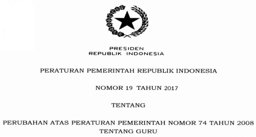 PERATURAN PEMERINTAH REPUBLIK INDONESIA NOMOR 19 TAHUN 2017